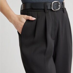 NWT | Quince Stretch Crepe Pleated Wide Leg Pants Black